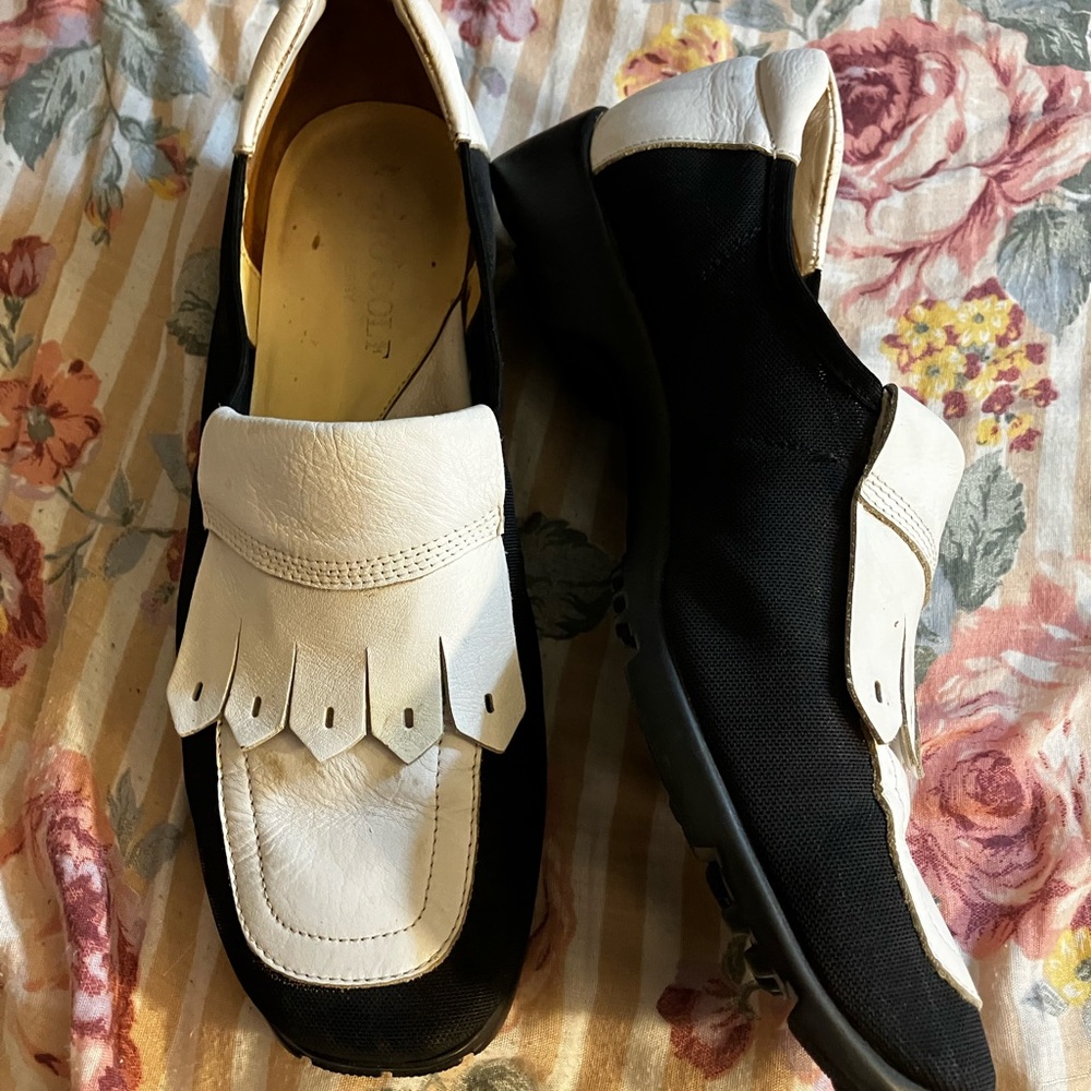4/$20 Sesto Meucci Black and White Leather Golf Shoes - Picture 7 of 8